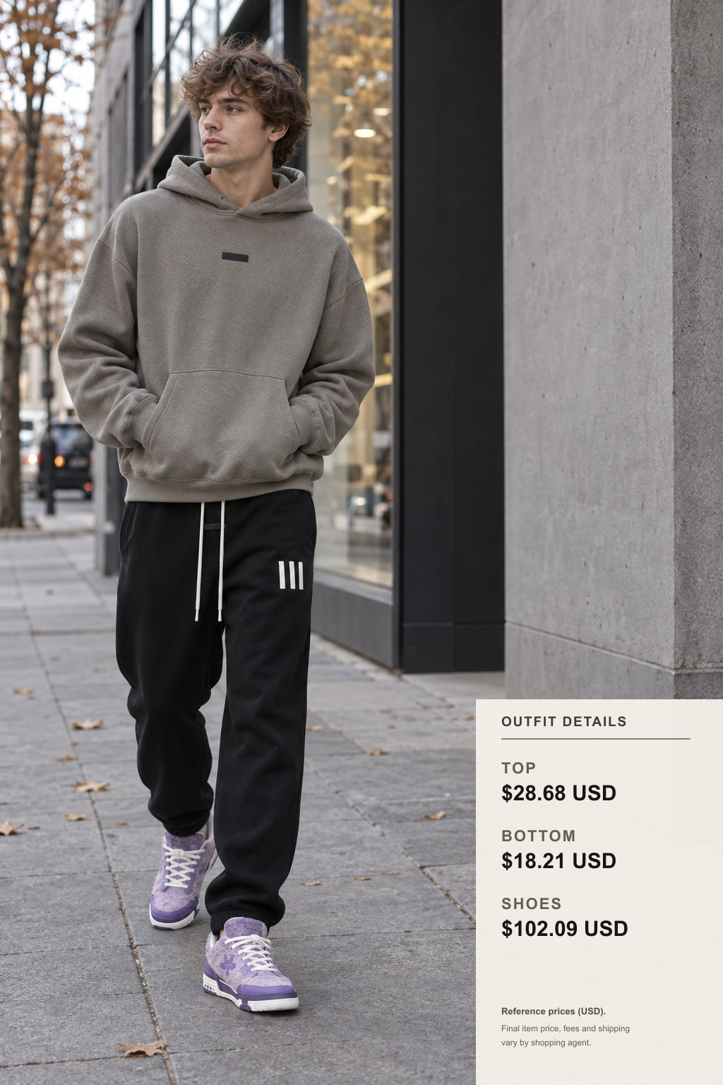 Fear of God Essentials Hoodie Looks outfit 2 full-body street style for pandabuy