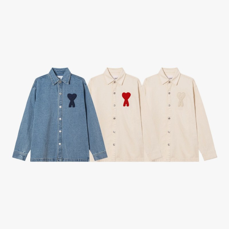 Ami Paris Heart-Embroidered Denim Shirt Review: Cream vs. Indigo, Tested Side by Side at $47.01
